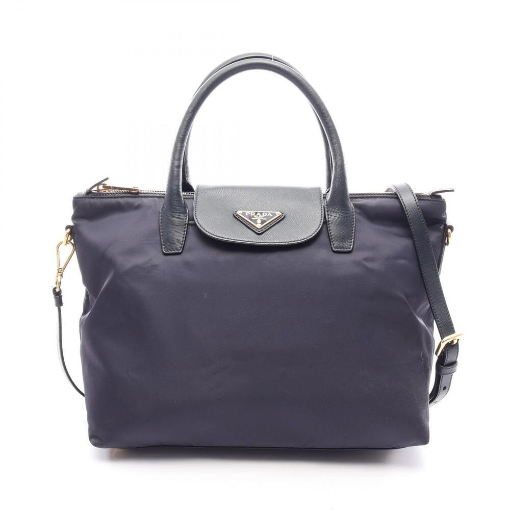 Prada TESSUTO Saffiano Handbag Saffiano Leather Navy Blue